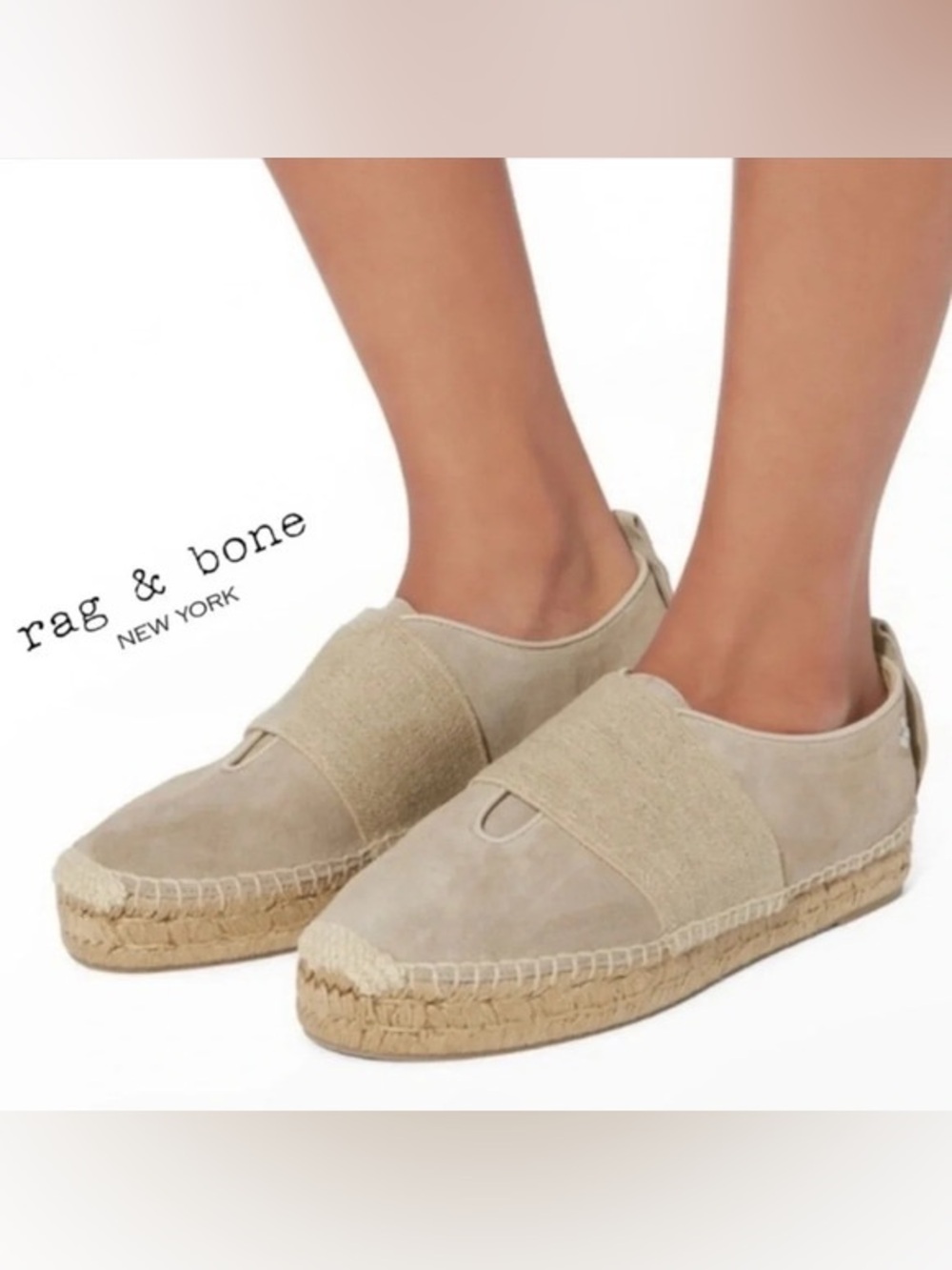Rag & Bone Womens Nina Tan Smoke Suede Slip-On Platform Espadrilles size 11
